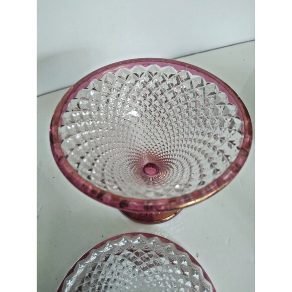 Vintage Westmoreland Glass Ruby Red & Clear English diamond Hobnail Compote - Picture 6 of 10